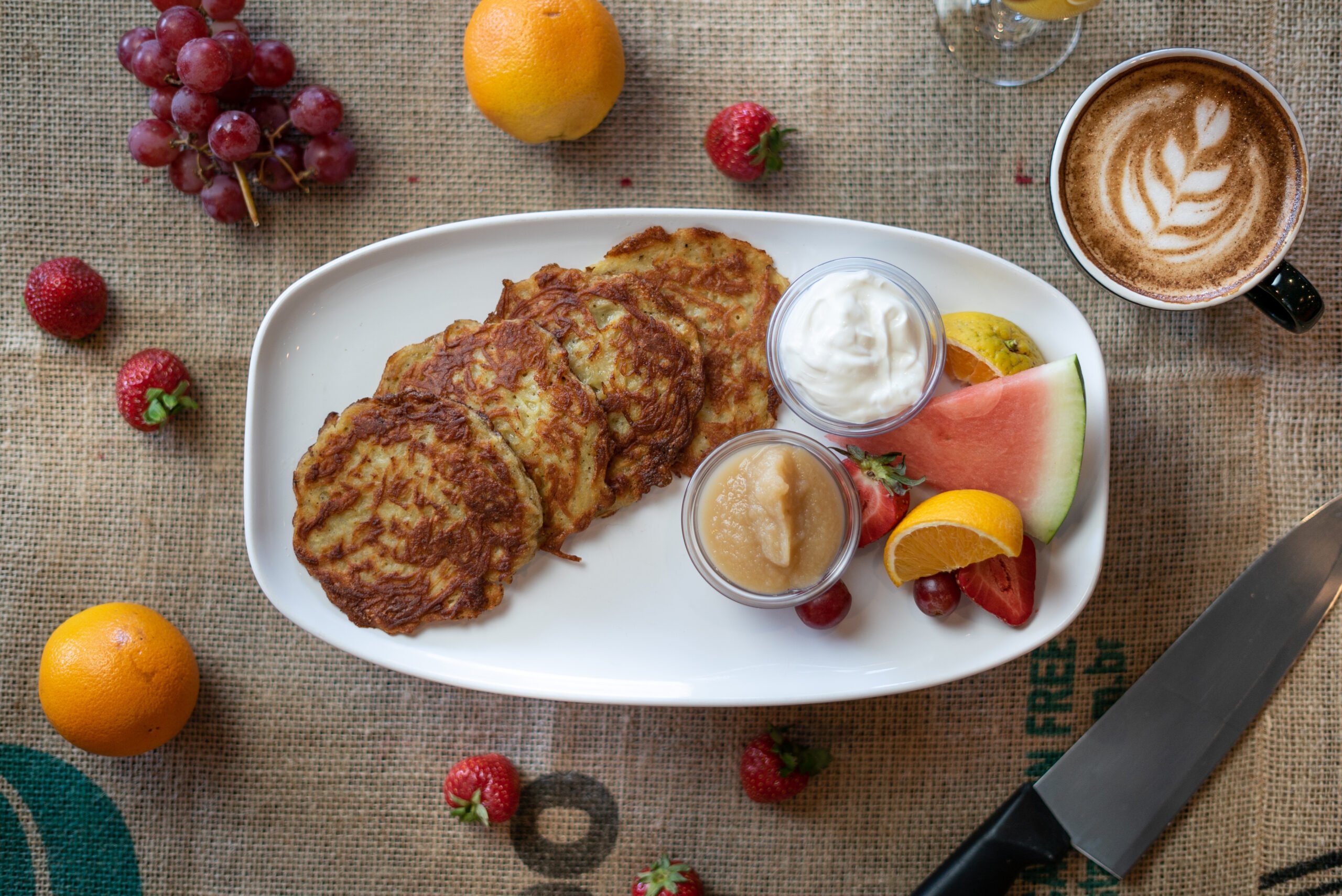 VILLAGE Latkes - with sour cream, apple sauce & fruit